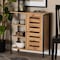 Baxton Studio Vander Contemporary Oak Brown Finished Wood and Black Metal 1-Door Shoe Storage Cabinet 189-11751-ZORO - alternate 1